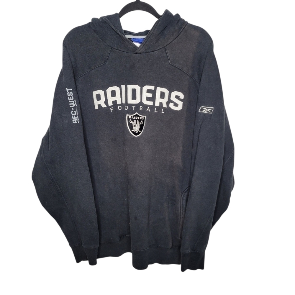 Vintage Y2K Reebok Raiders NFL Football Pullover Hoodie Thrashed